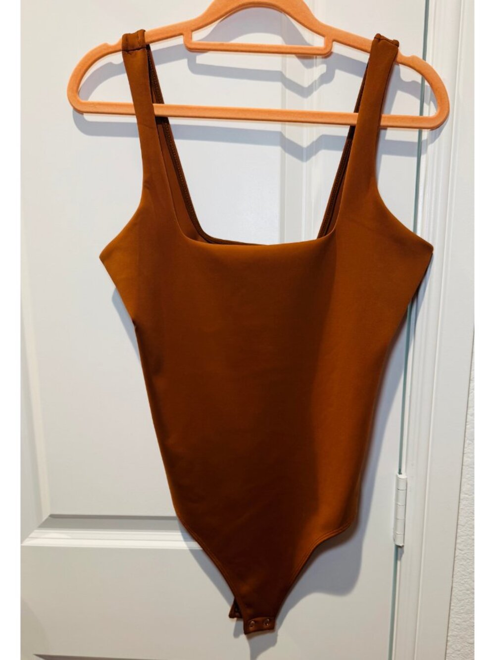Good American Square Neck Sleeveless Bodysuit Rust Brown Size 3